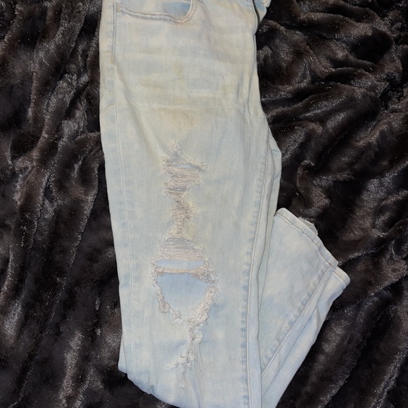 AE super stretch x super light distressed hole detailed skinny jegging jean - Picture 7 of 9